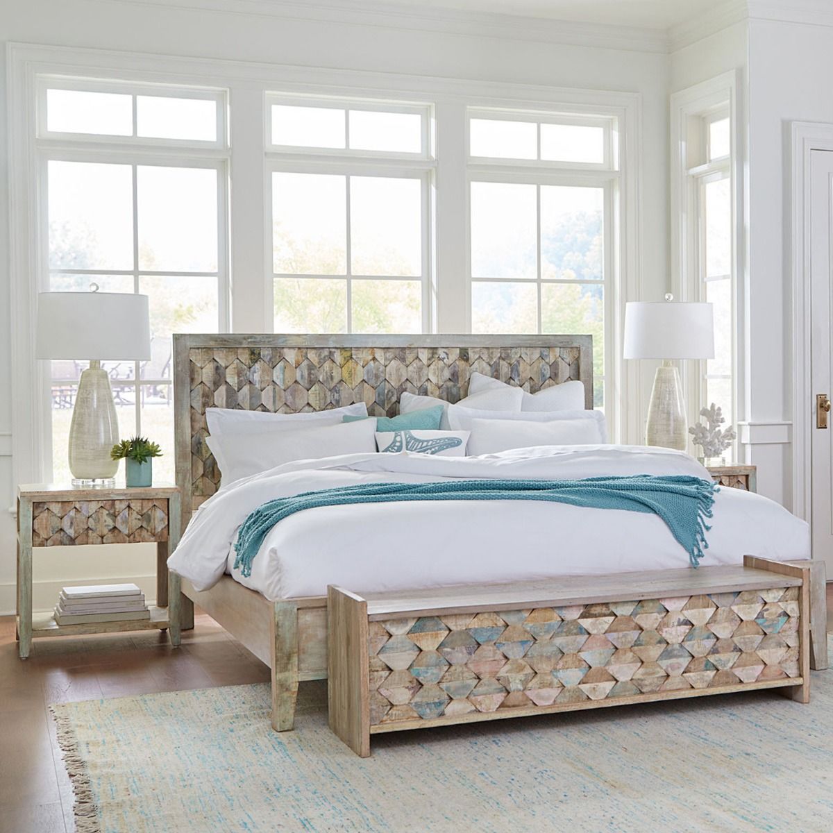 Rustic Wooden Bed with Reclaimed Wood Headboard