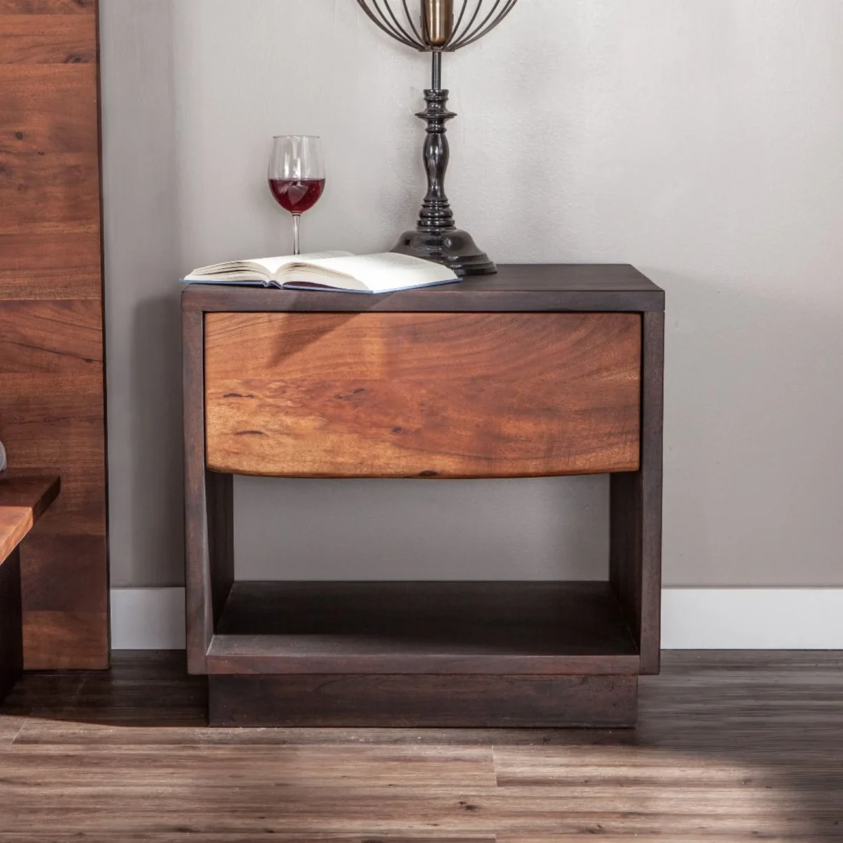 solid wood bed side table