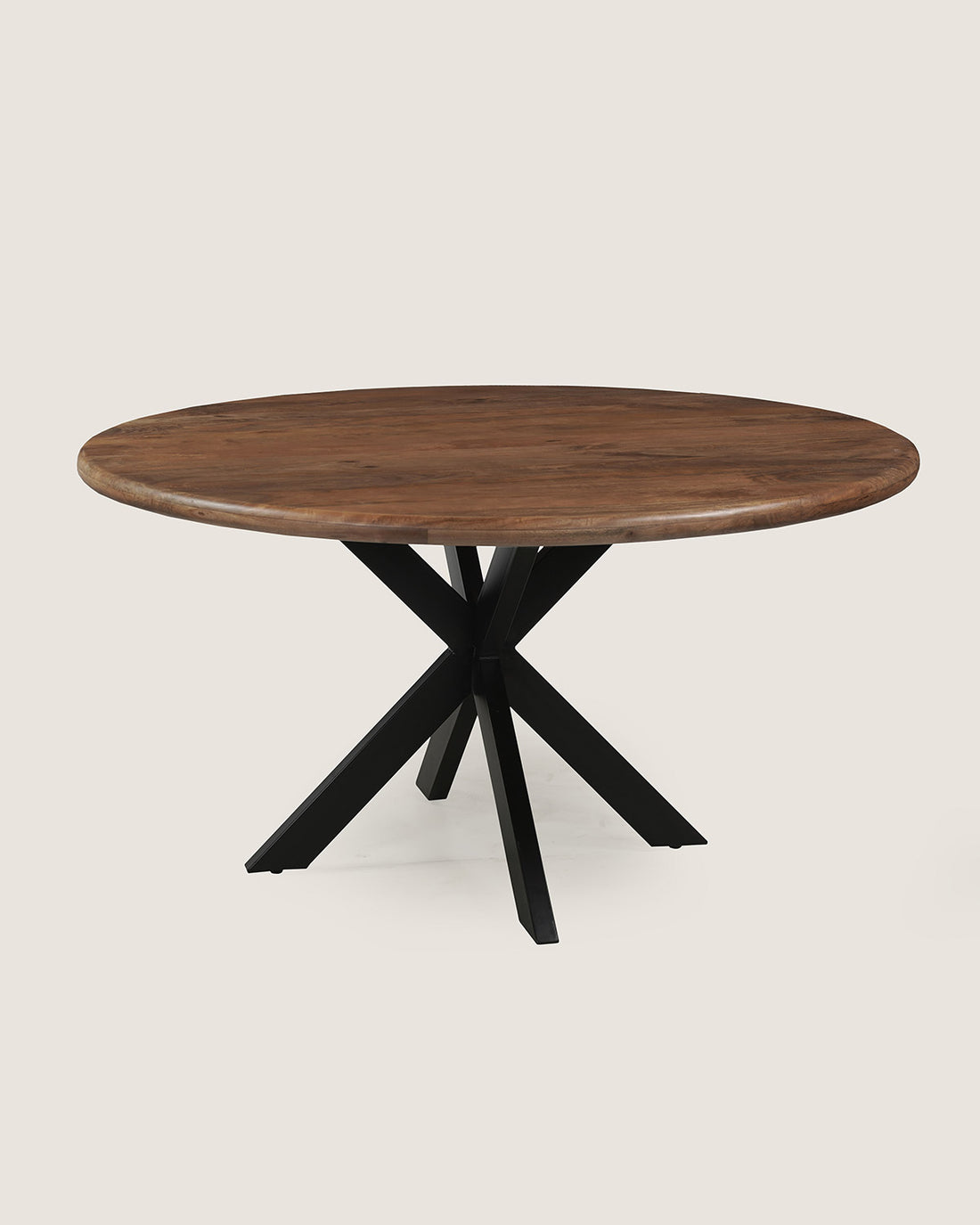 Round Mango Wood Dining Table with Iron Legs 100 cm