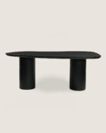 Solid Mango Wood organic shape Dining Table black 180 CM with Column Legs | Amsterdam - Image 6