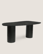 Solid Mango Wood organic shape Dining Table black 180 CM with Column Legs | Amsterdam - Image 7